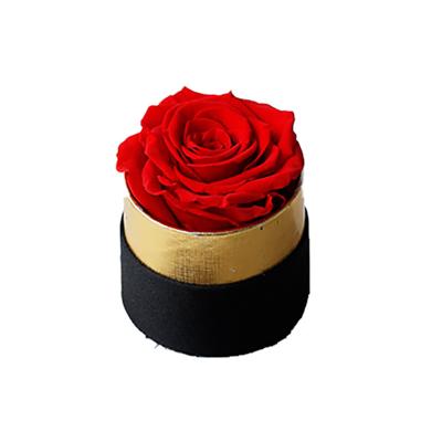 China Event decoration decoration flowers date Christmas new year gift gold trim round box with roses 1 forever preserved eternal immortal for sale