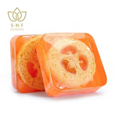 China wholesale Eco Friendly Sponge Acne Treatment Turmeric Whitening Handmade luffa loofah pulp soap for sale