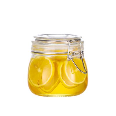 China food vacuum storage glass jar with metal seal lids/heat resistant glass jar/glass containers with metal lids for sale