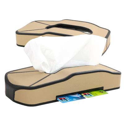 China Simple color without pattern factory supply practical car home dual-function carton leather packing car mounted paper towel box for sale