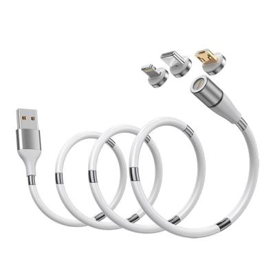 China MP3/MP4 Player New Strong 3 in 1 Magnetic Charging Cable Type C Micro Usb 8pin Cable Self-Winding Fast Charging 3a Cable for sale