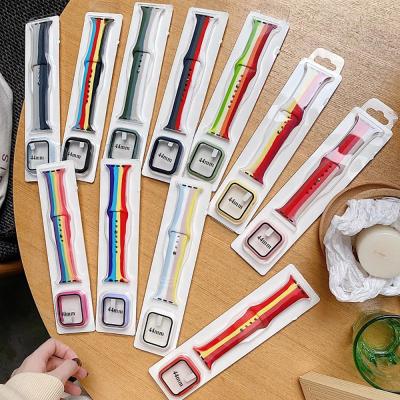 China Fashion/Factory Popular Luxury 38/40mm 42/44mm Wholesale Rainbow Smart Watch Bands Strap Silicone Strap Belt Watch Bands for sale