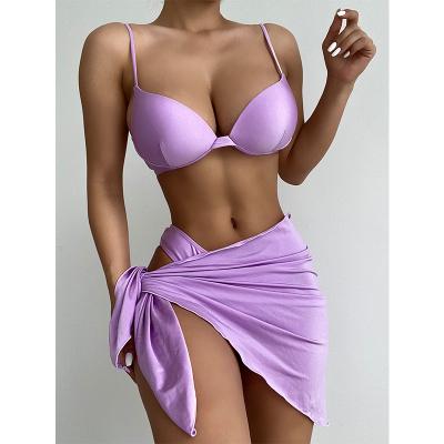 China 2022 Antibacterial China Factory Swimsuit Bikini Ladies Pump Swimwear Female 3 Piece Swimwear For Big Bust Women Beach Wear for sale