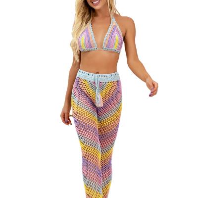 China High quality QUICK DRY two piece swimsuit with long pants handmade crochet crochet bikini swimwear swimwear for woman for sale