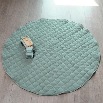 China Washable Extra Thick Quilted Design Plain Color Around Playmat Baby For Crawling Play for sale