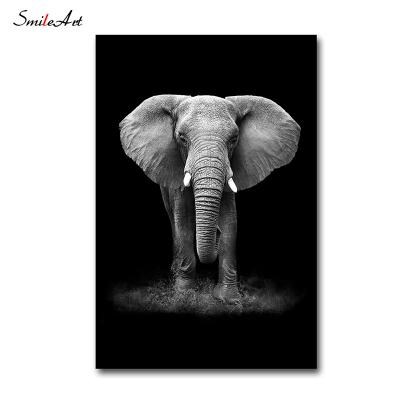 China Eco-friendly Elephant Black and White Paintings Style Canvas Wall Art Canvas For Home Bedroom Decor Custom Prints for sale