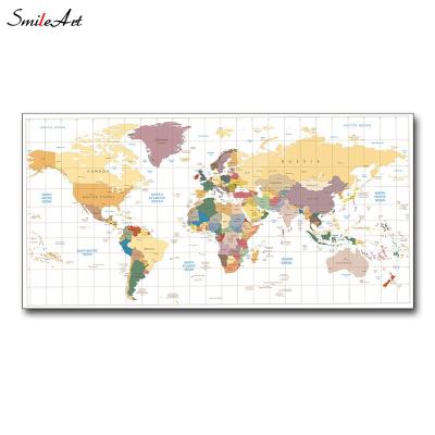 China Eco-friendly Art Canvas Painting On Canvas Wall Art World Map Paintings For Living Room for sale