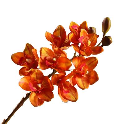 China Various Choice Real Touch Dining Room Wedding Home Decoration Flowers Cymbidium Artificial Flower Natural Feeling Wholesale for sale