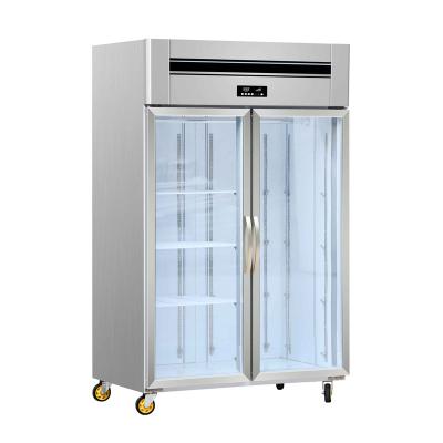 China Double-temperature Refrigeration Equipment Industrial Stainless Glass Door Vertical Commercial Upright Kitchen Refrigerator for sale