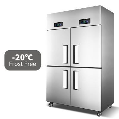 China Double-temperature Custom LOGO Big Capacity Commercial Fridge Freezers Stainless Steel 4-Door Kitchen Refrigerator for sale