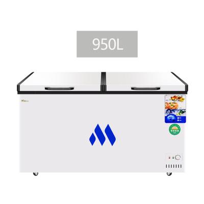 China Hotel 950L -20 Degree Celsius Top Open Double Door Deep Chest Freezer For Meat Storage for sale