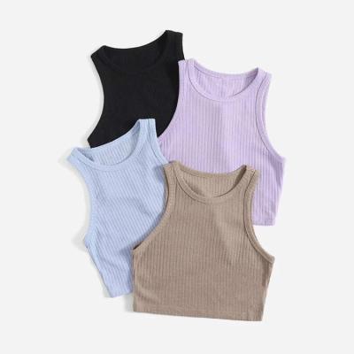 China Custom Made Women's Super Comfortable Tank Tops Women's Breathable Polyester Rib Knit Crop Tank Tops for sale