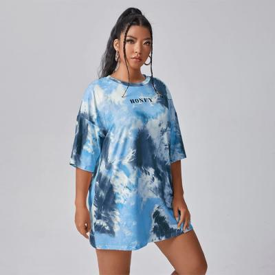 China Factory Directly Breathable Woman Plus Size Tie Dye Oversized T Shirt Plus Size Printing T Shirt for sale