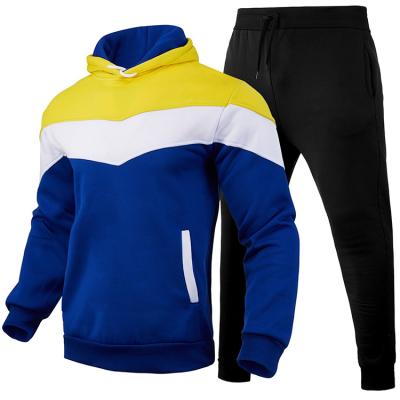 China Breathable Spliced ​​Contrast Color Sportswear Jogging Set Training Clothes Wholesale Tracksuit Hoodies Set for sale