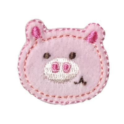 China Velvet Embroidered Pig Patches Cute Iron On Patch for sale