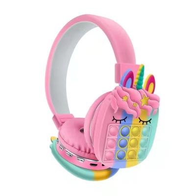 China New Design Cool Unicorn Fidget Headset Push Bubble Wireless Earphone Unicorn Pop Headphones for sale