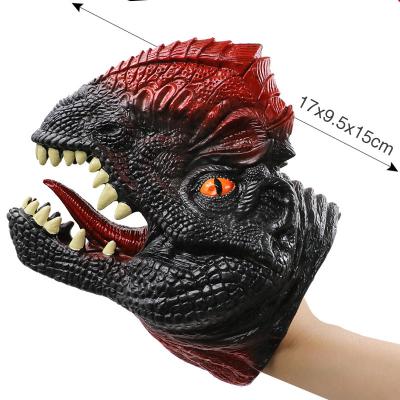 China Soft Plush Vinyl Rubber Dinosaur Hand Puppet Animal Head Figure Toys Gloves For Kids Model Gift Hand Puppet Plays Halloween Toys for sale