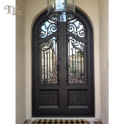 China Front Entry Door Anti-theft Main Iron High Quality Entry Door Galvanized Wrought Iron Glass Door for sale