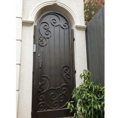 China Modern Curved French Flower Door Design Entry Entry Door Designs 96 Delight Wrought Iron Door for sale