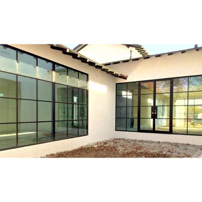 China Modern Stained Glass Metal Screen Security Sliding Iron Windows Folding Wrought Iron Steel Designs Windows for sale