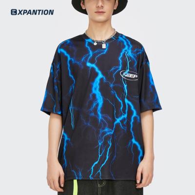 China Wholesale high quality Anti-wrinkle EXP factory streetwear hiphop round neck overflowing sublimation polyester T-shirt for sale