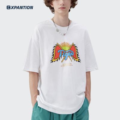 China Loose Casual Oversized Unisex Comic Screen Printing Anti-wrinkle Hitter EXP Drop Shoulder Streetwear Graphic T-Shirt for sale