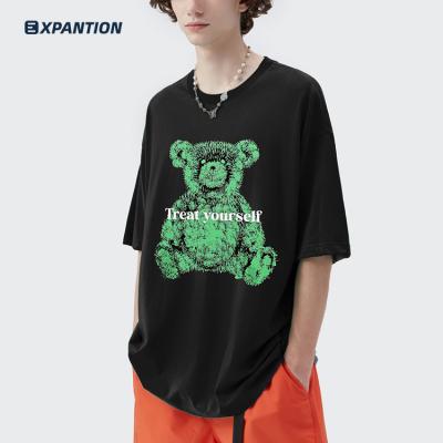 China Anti-Wrinkle EXP Summer Fashion Loose Causal Round Neck OEM Custom Printed Oversized Unisex Graphic Black T-Shirts for sale