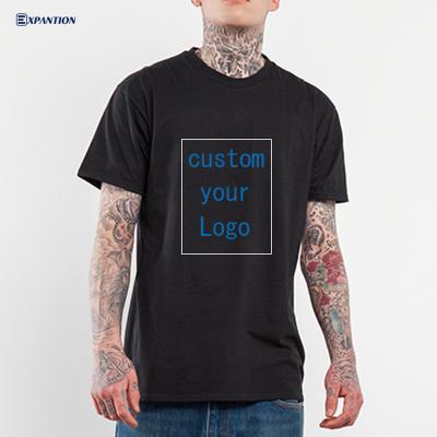 China Custom Printed 100% EXP Sleeve Street Crewneck T-shirt Plain Black Casual Mens Short Printable Base Cotton Anti Shrink Men's T-Shirt for sale