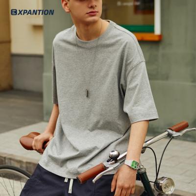 China Anti-wrinkle EXP summer fashion premium crewneck 265gsm loose white solid color customized mens T-shirts for printing for sale