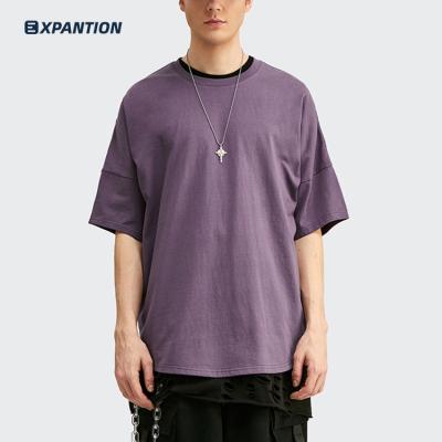 China Wholesale Single Shoulder 200gsm 100 High Quality Cotton Drop Anti-wrinkle EXP Streetwear Single Tees for sale