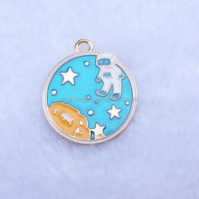 China TRENDY Silver Plated Astronaut Enamel Planet Pendant Charm for DIY Jewelry Making Necklace Bracelet for sale