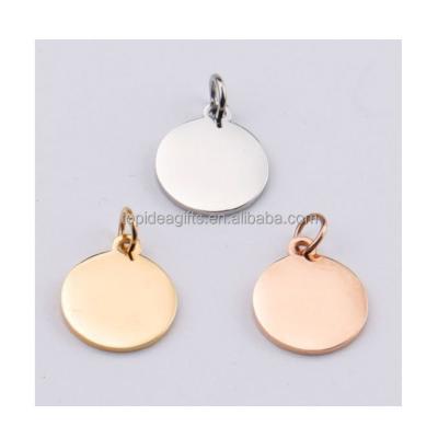 China TRENDY Gold Rose Gold Silver Jewelry 10mm Disc Tags for Bracelet Necklace Stainless Steel Jewelry Charms for sale