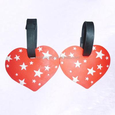 China Promotion Gifts Export Custom 3D Souvenir PVC Heart Shape Red Color Soft Luggage Tags For Bag for sale