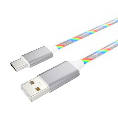 China New Design MP3/MP4 Player Data Sync & Fill Light Up USB LED White Flowing 3.3ft Cable For Android/Type-C/Phone for sale