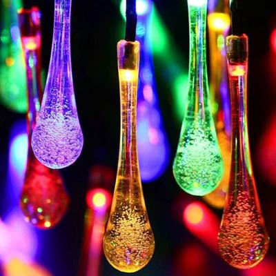 China Solar Powered Outdoor Water Lights String Lights 30 Led Water Drop Fairy Waterproof Solar String Lights Christmas Lights Solar String for sale