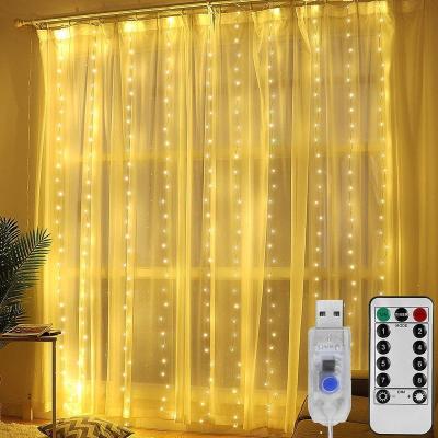 China LED Curtain Light Garland Curtain String Lights Decoration 3x3 Multimeter Wire Waterproof Curtain Light USB Copper Wire Light With Remote Control for sale