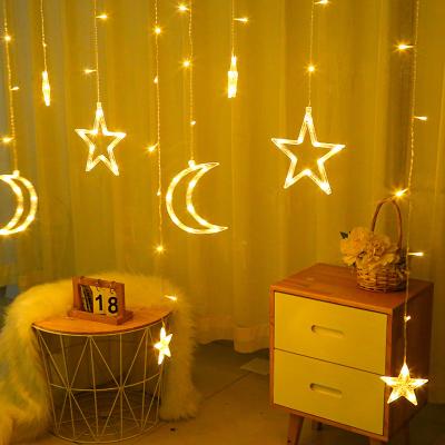 China Christmas Decoration Curtain Lights Stars Moon Window Icicle and Moon Curtain Lights Lights Holiday Backdrop String Fairy Lights for sale