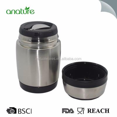 China Viable For Kid Cute Shape Double Wall Stainless Steel Thermos Flask With PP Lid As Bowl And Food Grade Spoon for sale