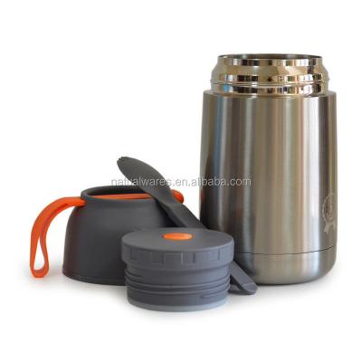 China Viable Insulated Food Jar Stainless Steel Vacuum Soup Container Thermos Flask 430mL With Removeable Handle Lid for sale