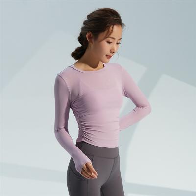 China Long Wear Antibacterial Active Gym Fitness Fitness Long Sleeve Breathable Yoga T-Shirt For Women for sale