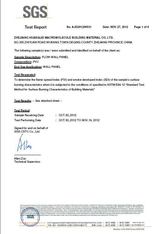 SGS PVC Slatwall Fire Resistance - Zhejiang Huaxiajie Macromolecule Building Material Co., Ltd.