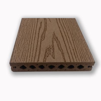 China Antigleiter WPC Decking zusammengesetztes Fußbodenbelag- 140 x 25mm hölzerne Farbe des braunen Teakholzes des Kaffees grauen zu verkaufen