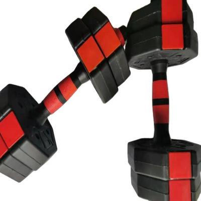 China Universal Fitness Equipment Gym Adjustable 10kg 20kg 30kg 40kg Dumbbell Set, Rubber Cement Dumbbell With Factory Cheapest Price for sale