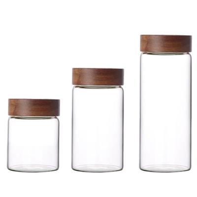 China Freshness Preservation Wholesale Empty Jars Glass Round Shaped Storage Glass Food Cookie Jar for sale