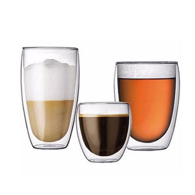 China Custom Viable Double Wall Clear Coffee Bean Cup Double Glass Cup 250ml 350ml 450ml Pyrex for sale