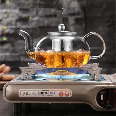 China High Quality Microwave Stored Borosilicate Teabloom Stovetop Glass Teapot for sale