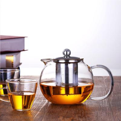 China 500ml 900ml 1300ml Flower Tea Pyrex Stored Heat Resistant Glass Teapot With Infuser for sale