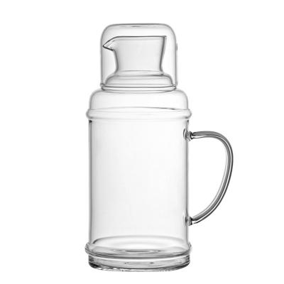 China Pyrex Thermo Proof Stored Cooking Juice Beverage Coffee Jug With Glass Cup Dustproof Lid for sale