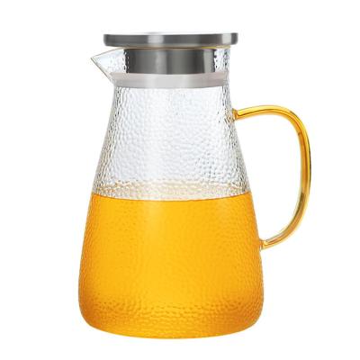 China Drinkware 1500ML/2000ML/2500ML Stored Borosilicate Glass Decanter Heat Resistant Leakproof Tea Jug With Handle for sale