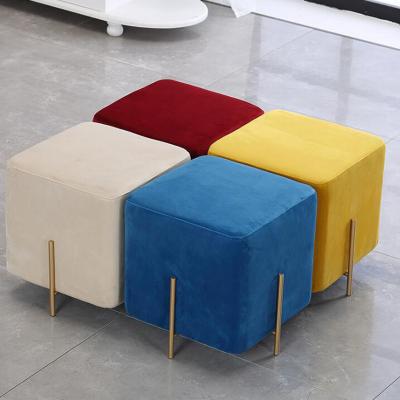 China Modern Luxury Comfortable Living Room Furniture Low Sofa Foot With Gold Stainless Steel Leg Stool Brass Stool for sale